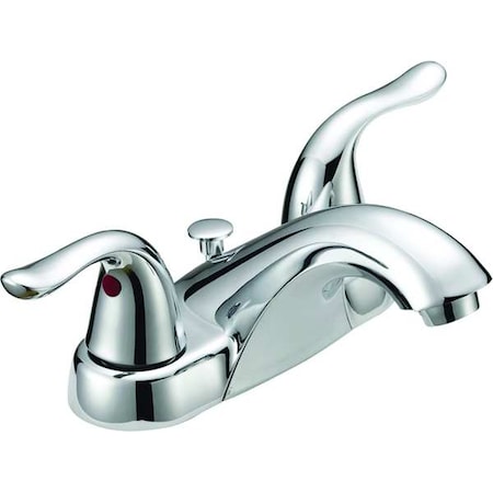 Ez-Flo Eastman Manual Low Arc Bathroom Faucet, 4" Mount, Chrome 2 Hole, Spout 4-3/16" L 10190