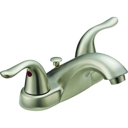 Ez-Flo Eastman Manual Low Arc Bathroom Faucet, 4" Mount, Brushed Nickel 2 Hole 10191