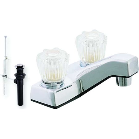 Ez-Flo Eastman Manual Low Arc Bathroom Faucet, 4" Mount, Chrome 2 Hole, Spout 3-3/4" L 10256N