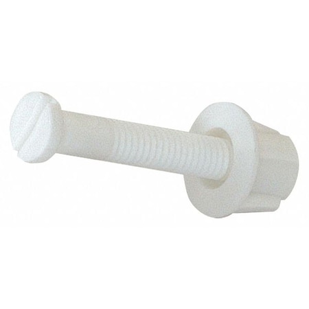 Zoro Select Toilet Seat Bolts, Plastic, White 40280
