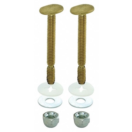 Zoro Select Closet Bolt Set, Brass, Yellow 40026