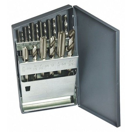 Chicago-Latrobe 18pc HSS GP Bright Plug Hand Tap & Bright Jobber Drill Set HTGP/150D Greenfield Threading 330083