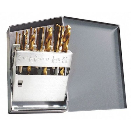 Chicago-Latrobe 18pc HSS GP Bright Plug Hand Tap & TiN Jobber Drill Set HTGP/150T Greenfield Threading 330084