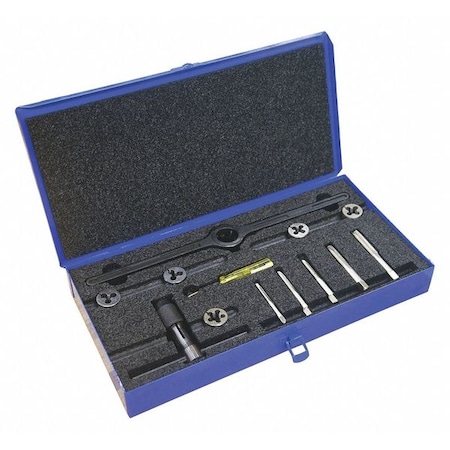 Cle-Line 13PC HSS Plug Hand Tap And HSS Round Adjustable Die Set Cle-Line 7 Sizes M6 To M12 C00449