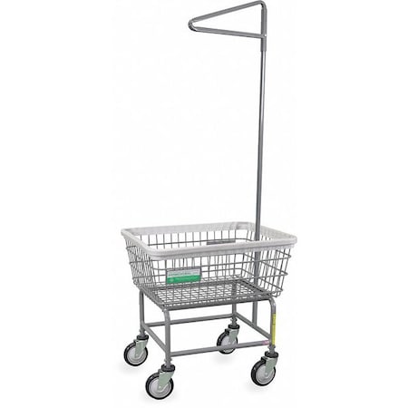 R&B Wire Products Antimicrobial Wire Utility Cart with Single Pole Rack, 2.5 Bushel 100E91/ANTI