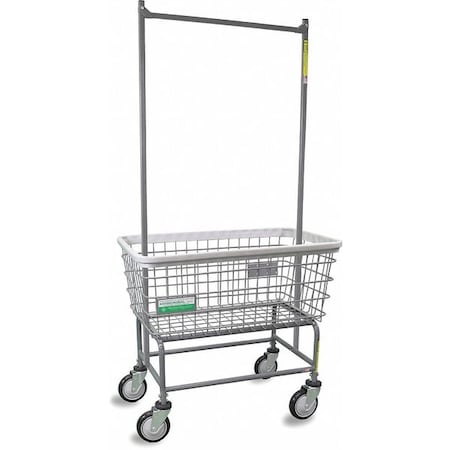 R&B Wire Products Antimicrobial Wire Utility Cart with Double Pole Rack, 4.5 Bushel 200F56/ANTI