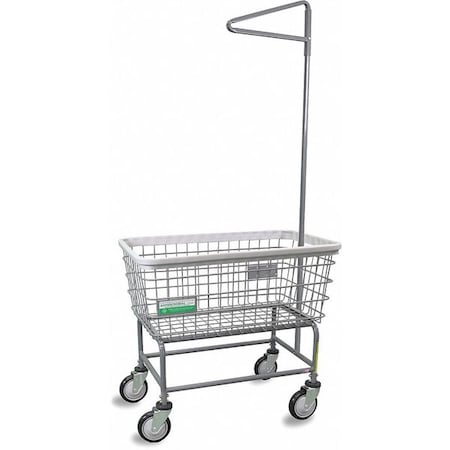 R&B Wire Products Antimicrobial Wire Utility Cart with Single Pole Rack, 4.5 Bushel 200F91/ANTI