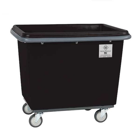R&B Wire Products Poly Cube Truck with Air Cushion Bumper and Steel Base, 14 Bushel, Black 4614BLK/PTB