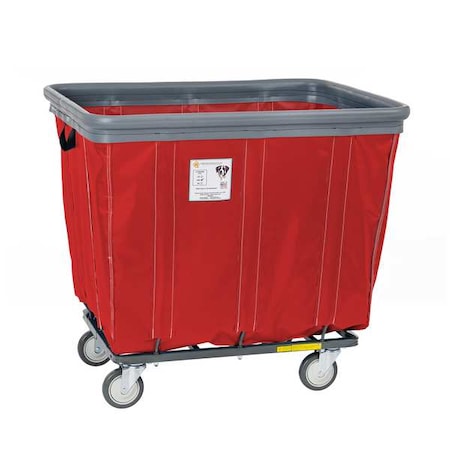 R&B Wire Products Vinyl Basket Truck with Air Cushion Bumper and Steel Base, 16 Bushel, Red 416SOBC/RD