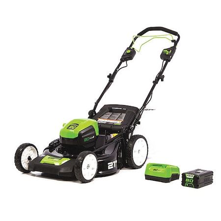 Greenworks Mower, Gear Drive, Cutting 21" W MO80L510