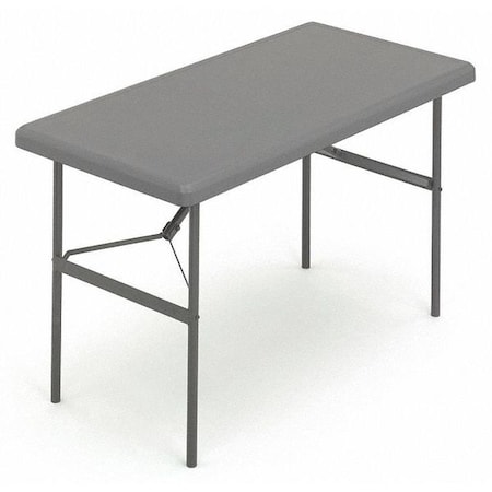 Iceberg IndestrucTable Commercial Folding Table, Charcoal Top and Frame, 24 in W x 48 in L x 29 in H 65507