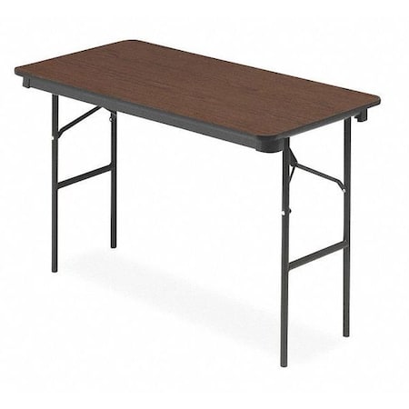 Iceberg IndestrucTable Commercial Folding Table, Walnut Top, Charcoal Frame, 24 in W x 48 in L x 29 in H 55404