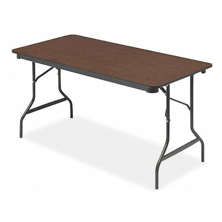 Iceberg Folding Table, Walnut Wood Laminate Top, Charcoal Frame, 30 in W x 60 in L x 29 in H 55414