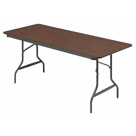 Iceberg OfficeWorks Commercial Folding Table, Walnut Top, Charcoal Frame, 30 in W x 72 in L x 29 in H 55424