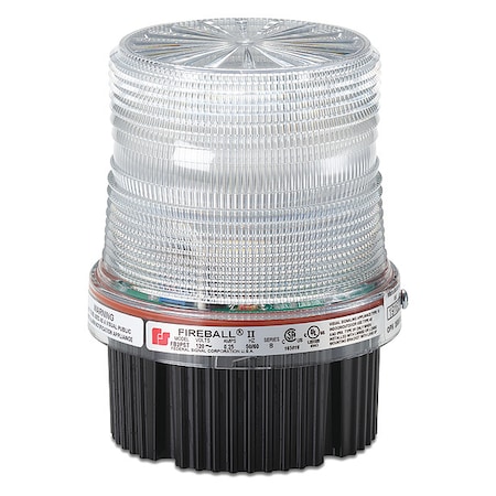 Federal Signal Strobe Light, Clear, Strobe Tube, 24V DC, 80 FPM, 4 3/32 in Dia., 1/2 in NPT Pipe or Surface FB24STHI-024C-CN