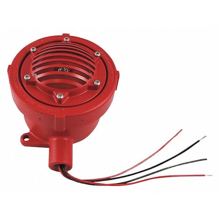 Federal Signal Vibrating Horn, Horn, 24V DC, 99 dB, Die Cast Aluminum, Red, Conduit Mount FHEX-24SMR
