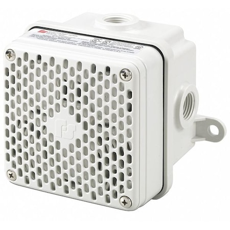 Federal Signal Horn, Horn, 12V DC, 24V DC, 99 dB, Polycarbonate, Gray, Surface Mount 450EWBX-024