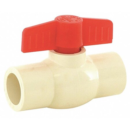 Zoro Select Ball Valve, White/Red, Plastic, 3/4" Pipe 48637