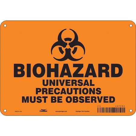 Condor Biohazard Sign, 7 in H, 10 in W, Polyethylene, Vertical Rectangle, English, 447V84 447V84