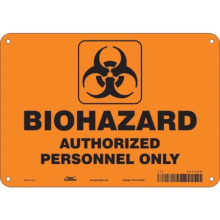 Condor Biohazard Sign, 7 in H, 10 in W, Vertical Rectangle, English, 447V88 447V88