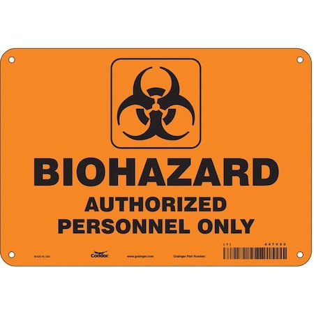 Condor Biohazard Sign, 7 in H, 10 in W, Polyethylene, Vertical Rectangle, English, 447V90 447V90