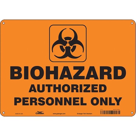Condor Biohazard Sign, 10 in H, 14 in W, Polyethylene, Horizontal Rectangle, English, 447V91 447V91