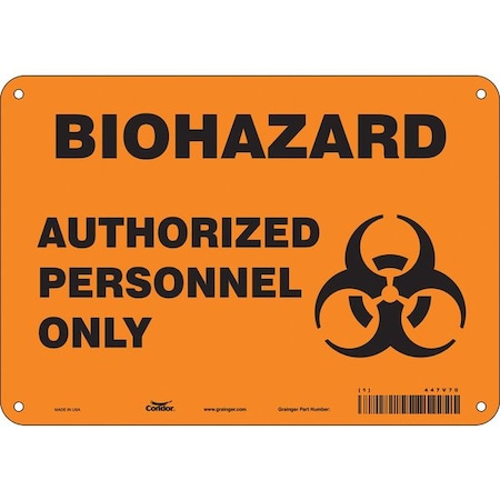 Condor Biohazard Sign, 7 in H, 10 in W, Vertical Rectangle, English, 447V70 447V70