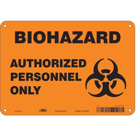 Condor Biohazard Sign, 7 in H, 10 in W, Polyethylene, Vertical Rectangle, English, 447V72 447V72