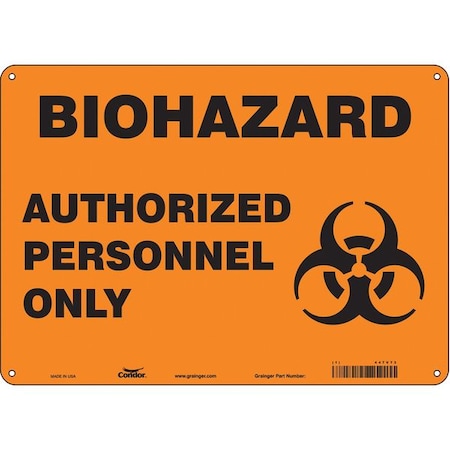 Condor Biohazard Sign, 10 in H, 14 in W, Polyethylene, Horizontal Rectangle, English, 447V73 447V73