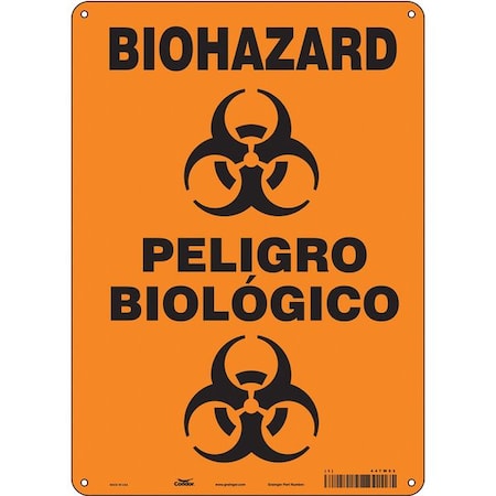 Condor Safety Sign, 14 in Height, 10 in Width, Polyethylene, Vertical Rectangle, English, Spanish, 447W93 447W93