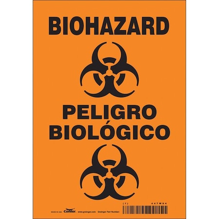 Condor Safety Sign, 10 in Height, 7 in Width, Vinyl, Horizontal Rectangle, English, Spanish, 447W94 447W94