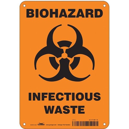 Condor Biohazard Sign, 10 in H, 7 in W, Horizontal Rectangle, English, 447W73 447W73
