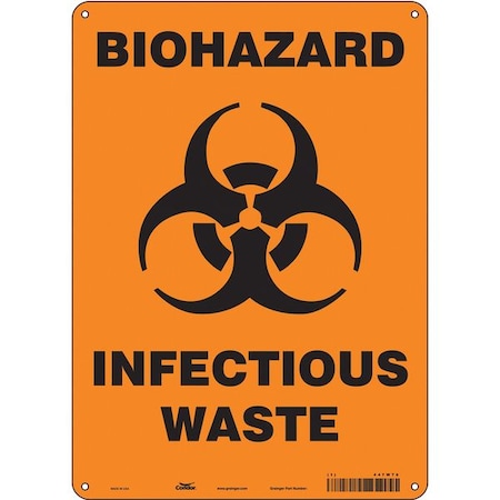 Condor Biohazard Sign, 14 in H, 10 in W, Polyethylene, Vertical Rectangle, English, 447W76 447W76