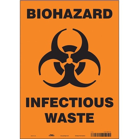Condor Biohazard Sign, 14 in H, 10 in W, Vinyl, Vertical Rectangle, English, 447W78 447W78