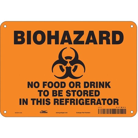Condor Biohazard Sign, 7 in H, 10 in W, Polyethylene, Vertical Rectangle, English, 447W03 447W03