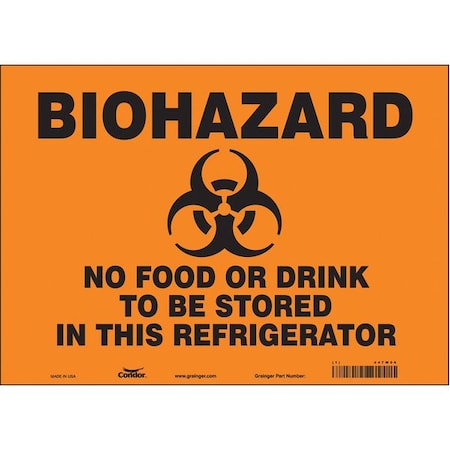 Condor Biohazard Sign, 10 in H, 14 in W, Vinyl, Horizontal Rectangle, English, 447W06 447W06