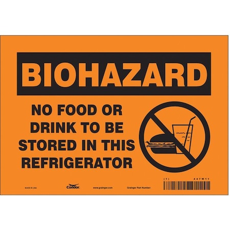 Condor Biohazard Sign, 7 in H, 10 in W, Vinyl, Vertical Rectangle, English, 447W11 447W11