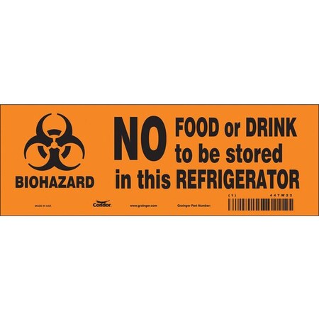 Condor Safety Sign, 3 1/2 in H, 10 in W, Vinyl, Vertical Rectangle, English, 447W22 447W22