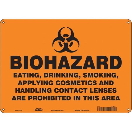 Condor Biohazard Sign, 10 in H, 14 in W, Horizontal Rectangle, English, 447W24 447W24
