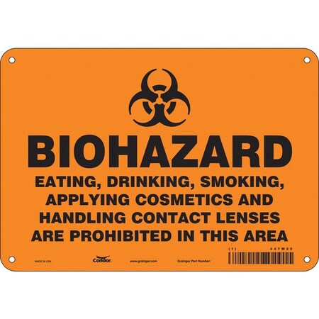 Condor Biohazard Sign, 7 in H, 10 in W, Polyethylene, Vertical Rectangle, English, 447W25 447W25