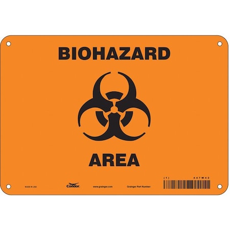 Condor Biohazard Sign, 7 in H, 10 in W, Vertical Rectangle, English, 447W42 447W42