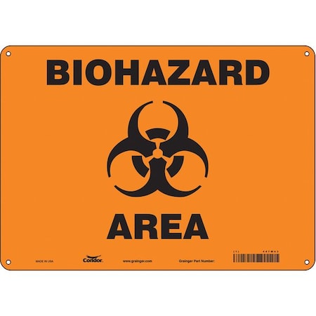 Condor Biohazard Sign, 10 in H, 14 in W, Horizontal Rectangle, English, 447W43 447W43