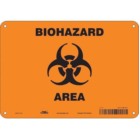 Condor Biohazard Sign, 7 in H, 10 in W, Polyethylene, Vertical Rectangle, English, 447W44 447W44