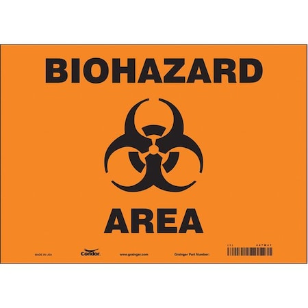 Condor Biohazard Sign, 10 in H, 14 in W, Vinyl, Horizontal Rectangle, English, 447W47 447W47