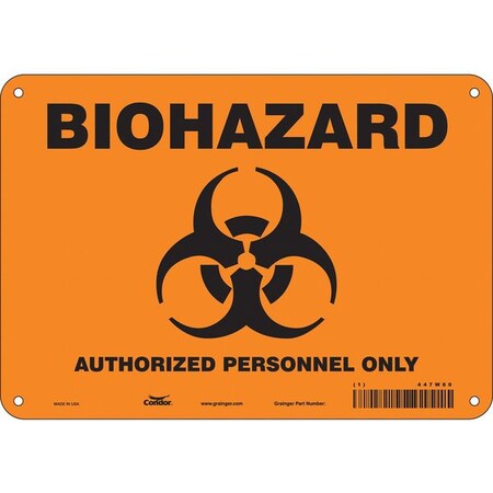 Condor Biohazard Sign, 7 in H, 10 in W, Vertical Rectangle, English, 447W60 447W60