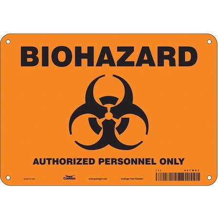 Condor Biohazard Sign, 7 in H, 10 in W, Polyethylene, Vertical Rectangle, English, 447W63 447W63