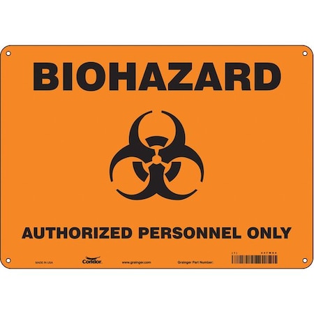 Condor Biohazard Sign, 10 in H, 14 in W, Polyethylene, Horizontal Rectangle, English, 447W64 447W64