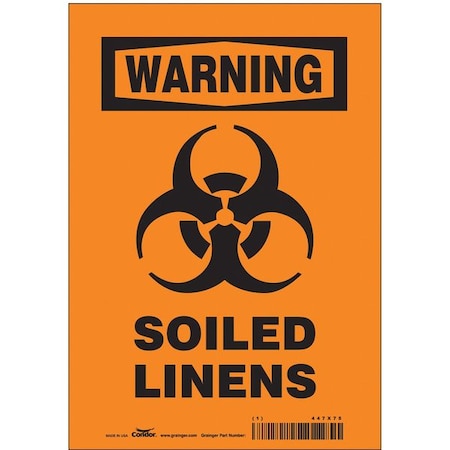 Condor Biohazard Sign, 10 in H, 7 in W, Vinyl, Horizontal Rectangle, English, 447X75 447X75