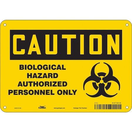 Condor Biohazard Sign, 7 in H, 10 in W, Vertical Rectangle, English, 447X06 447X06