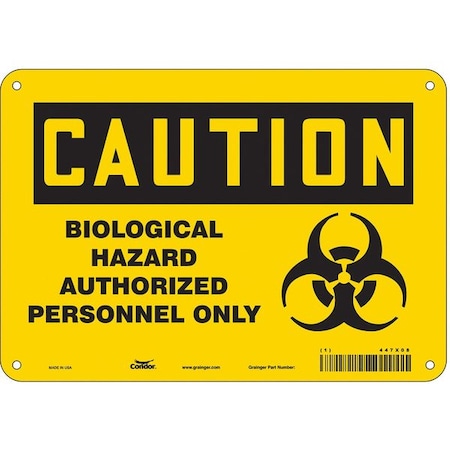 Condor Biohazard Sign, 7 in H, 10 in W, Polyethylene, Vertical Rectangle, English, 447X08 447X08